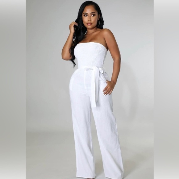 Summer White! White Strapless Jumpsuit - Picture 2 of 4